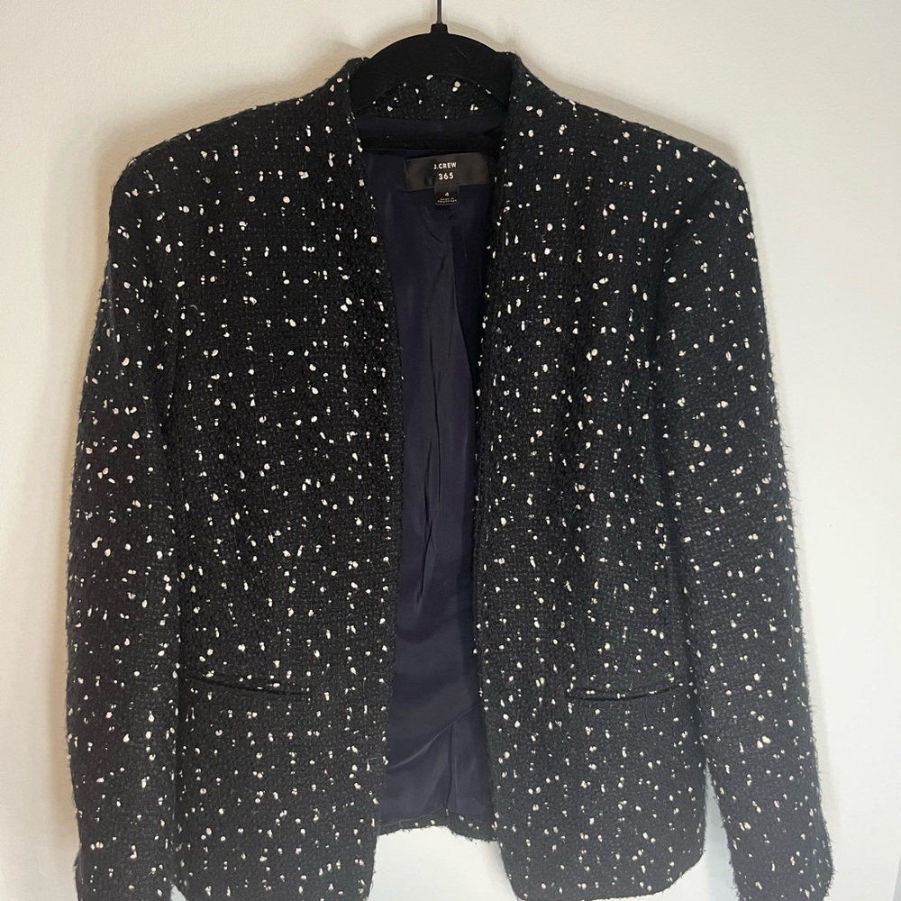 J. Crew Black and White Textured Blazer